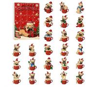 Dog Advent Calendar 2025, Christmas Countdown with 2D Acrylic French Bulldog Ornaments,Funny French Bulldog Christmas Tree Decorations,Holiday Home Decor, Gifts for Dog Pet Lovers (Style F)