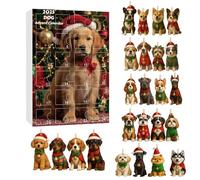 Dog Advent Calendar 2025,Dog Lovers Christmas Countdown Advent Calendar,24Pcs Different Dog Breeds Christmas Tree Decorations, Cute Dogs Hanging Ornaments,Holiday Decor,Gifts for Pet Dog Lovers (F)