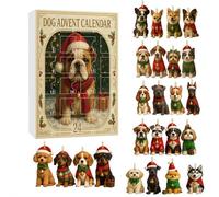 Dog Advent Calendars 2025,24 Days Advent Dog Pendant Christmas Calendar,2D Acrylic Cute Dogs Ornaments Christmas Tree Decorations Countdown Calendar,Holiday Treat for Dogs Lovers and Families