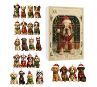 Dog Advent Calendars 2025, 24 Days Dog Countdown, 2D Acrylic Dogs Countdown Calendar Ornament Decor, Cute Animal Hangable Charm for Window Kids Boys Girls Front Door Porch Balcony Christmas Tree Party