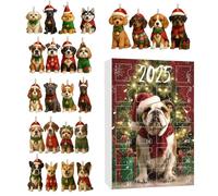 Dog Advent Calendars 2025, Christmas Dog Advent Calendars With 2D Acrylic Dogs Pendants Christmas Countdown Calendar Ornaments For Tree Desk Window Door Fireplace