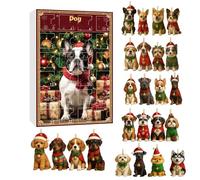 Dog Advent Countdown Calendar - Seasonal Acrylic 2D Flat - 24-Day Countdown Calendar Dog Theme And Ornaments | for Wall Stove Wreath Tree Animal Lover Kids