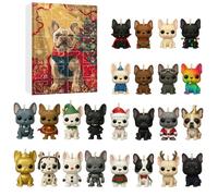 Dog Advents Calendars 2025, 24 Days Christmas Countdown Calendar with Funny French Bulldog Ornaments, 2D Acrylic Dog Pendant Decorations for Tree, Home and Office Gifts for Dogs Lovers
