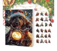 Dog Adventt Calendar 2025 - Cute Dog Riding Motorcycle Ornaments, Acrylic Christmas Countdown Calendar with 24 DogPendants, Tree Decorations for DogLovers, Families & Pet Owners