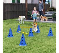 Dog Agility Equipment Set, 3 PCS Adjustable Height Jumping Obstacles, Blue PawHut Blue One Size