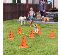 PawHut Dog Agility Equipment Set, 3 PCS Adjustable Height Jumping Obstacles, Orange