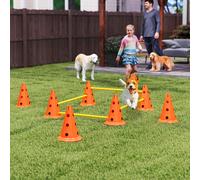 Dog Agility Equipment Set, 4 PCS Adjustable Height Jumping Obstacles, Orange PawHut Orange One Size