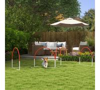 PawHut Dog Agility Equipment Set With 4 Pcs Weave Pole, Orange, Orange