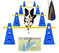 Dog Agility Equipment Set With Adjustable Cavaletti Poles And 32cmTraining Cones For Dogs-Agility Training Equipment And Football Training Cones,Portable Obstacle Course Kit For Pet Agility And Soccer
