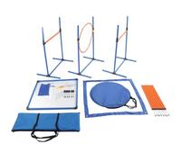Dog Agility Training Equipment Collapsible Tunnel Jump Hoop Poles, Dog Obstacle Training Kit with ABS Connectors and Polyester Tunnel for Outdoor Yard Puppy Agility