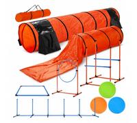 Dog Agility Training Set with Tunnels, Jumps, Weave Poles and Carry Bag | Seven-piece obstacle course for indoor or outdoor exercise, skill practice and command training throughout the year