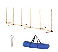 Dog Agility Weave Poles Training Obstacle Course Set Slalom Equipment w/ Whistle