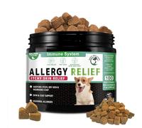 Dog Allergy & Itchy Skin Chews - Omega-3, Probiotics & Colostrum - Natural Hot Spot, Coat Support for Small, Medium & Large Dogs - Grain-Free, Vet-Recommended, Allergy Relief Salmon