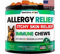 Dog Allergy Relief Chews - Dog Itch Relief - Probiotics, Omega 3 Fish Oil + Colostrum - Itchy Skin - Seasonal Allergies - Anti Itch Support & Hot Spots - Immune Health Supplement - Made in USA