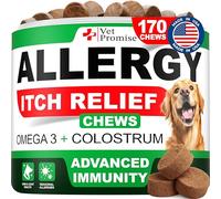 Dog Allergy Relief Chews - Omega 3 Fish Oil Skin and Coat - Made in USA - 170 Treats