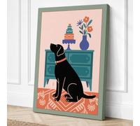 Dog and Birthday Cake Modern Canvas Wall Art Print 18x12 Inch (46 x 30 cm)