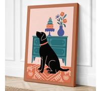 Dog and Birthday Cake Modern Canvas Wall Art Print 24x16 Inch (61 x 41 cm)