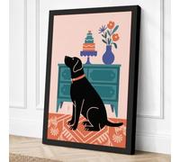 Dog and Birthday Cake Modern Canvas Wall Art Print 24x16 Inch (61 x 41 cm)