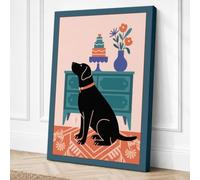 Dog and Birthday Cake Modern Canvas Wall Art Print 30x20 Inch (76 x 51 cm)