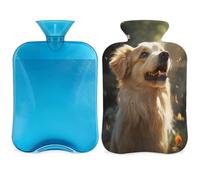 Dog and Butterfly at Sunset Hot Water Bottle with Cover, 2L Hot Water Bag for Pain Relief, Neck Soft and Shoulder, Hand Feet Warmer, Hot and Cold Compress for Adult Kids