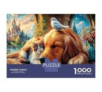 Dog And Cat 1000Pieces JigsawPuzzlesDog Man Sunset ForAdults Challenging LargePiecePuzzles Age12+byth EducationalGame Uncover The Puzzle 38x26cm/1000pcs