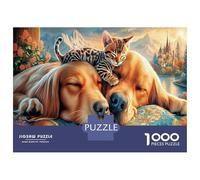 Dog And Cat 1000Pieces JigsawPuzzlesKitten Cosmic KidsforAdult Challenging Brainteasing Age12+byth Challenging The Impossible Difficult Game Uncover The Puzzle 70x50cm/1000pcs
