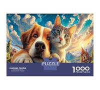 Dog And Cat 1000Piecess JigsawPuzzlesAustralian Shepherd KidsforAdult Challenging LargePiecePuzzles Age12+byth Challenging The Impossible Difficult Game Fun, Challenging 70x50cm/1000pcs