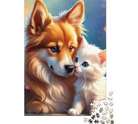 Dog and Cat Cute Animals 1000 Piece Jigsaw Puzzle Paper for Adults Relaxing Home Decor 70x50cm/1000pcs
