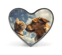 Dog And Cat Face to Face Buttons Pin Memorial Boutonniere for Wedding Groom Bride, Customize Lapel Heart Pin for Christmas, Men Women Costume Decorative Fashionable Brooches