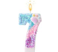 Dog and Cat Paw Number Candle for Cake, Cartoon Birthday Candle Kitten Dog Themed Number Cake Topper with Base & Supporting Stick for Puppy Kitten Lovers Party Decoration Supplies (7)