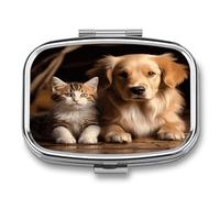 Dog and Cat Pill Box Medicine Pill Organizer Small Pill Case Travel Pill Container Portable Pill Case for Pocket 2 Compartment Pill Holder Pill Boxes for Travel