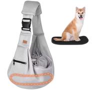 Dog and Cat Sling Carrier - Hands Free Adjust Puppy Carrier Purse with Storage Pocket - Soft Small Dog Sling Carrier for Puppy Small Dogs Cats Outdoor Travel Safety Harness (Silver Grey)