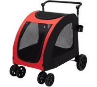 Dog and Cat Stroller - Foldable Pet Pram with 4 Wheels, Adjustable Handle, and Mesh Skylight for Large and Medium Pets