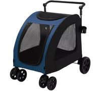 Dog and Cat Stroller - Foldable Pet Pram with 4 Wheels, Adjustable Handle, and Mesh Skylight for Large and Medium Pets