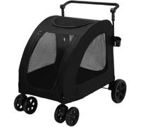 Dog and Cat Stroller - Foldable Pet Pram with 4 Wheels, Adjustable Handle, and Mesh Skylight for Large and Medium Pets