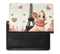 Dog And Eiffel Tower Passport Holder Passport Cover Protector Essentials with Credit Card Slots for Women Men