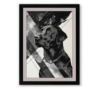 Dog and Geometry Modern Framed Wall Art Print A3 (42×29.7cm) Black, Wall Decor for Living Room, Bedroom, Office & Home, Ready to Hang, Art Gift