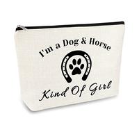 Dog and Horse Gifts for Girls Women Makeup Bag Dog Lover Gifts Horse Lover Gift Country Travel Cosmetic Bag Paw Horseshoe Equestrian Gift Christmas Birthday Present for Animal Lovers Friend Sister