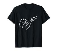 Dog and Human Fist Bump T-Shirt - Dog Lovers, All Ages - Unisex Adults - Black - S - Crew Neck - Long Sleeve - Classic Line Drawing Style