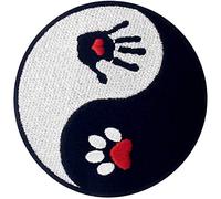 Dog and Human Ying Yang Patch Embroidered Applique Badge Iron On Sew On Emblem