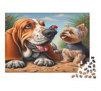 Dog And Ladybug Puzzle 1000 Pieces Recycled Paper for Adults Adult Jigsaws Fun Challenging Game Fun Home Activity Great Gift Idea for Men Women 52x38cm/1000pcs