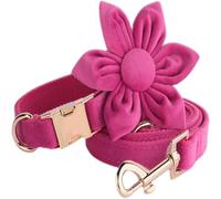 Dog and Leash with Exquisite Flower Decoration Soft Comfortable Velvet Pet for Female Dogs Adjustable Metal Buckle D-Ring Cute Unique Design Small Medium Large Daily Wear Photoshoots Specia