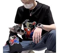 Dog and Owner Matching Clothes,Cotton Black Dog Shirts T-Shirts for Small Medium Dogs Boy Girl Bear Cartoon,Pet and Owner Coordinating Outfit,Family Matching Pajamas(Pet-L)