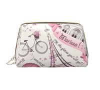 Dog and Paris Towe Leather Hand-Held Zipper Makeup Bag Cute Make Up Case Large Wide-Open Pouch Pen Case