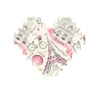 Dog and Paris Towe Print 3D Jigsaw Art Brick Puzzle Heart-Shaped Desk Decor Building Blocks 30 pieces DIY Gift