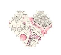 Dog And Paris Towe Print Building Brick Block Puzzle Heart Shaped,Christmas Valentines Birthday Anniversary Presents