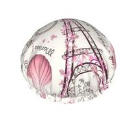 Dog And Paris Towe Shower Cap For Men Cap Women Reusable Waterproof Long Thick Hair Care Hair Short Kids Bath