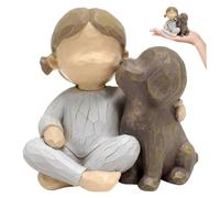 Dog Angel Figurine Resin Girl Hugging Dog Statue 3.2x2x3.1 Dog Memorial Gifts for Dog Lovers, Pet Loss, Home Office Desktop,Dog Angel Figurine,Dog Figurines