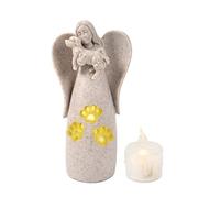 Dog Angel of Friendship Figurines with Candle Holder & Flickering LED Candle, Sandstone Dog Memorial Gift, Sympathy Pet Loss Remembrance Gifts, Angel Figurines Dog Decor, Sculpted Hand-Painted Figure