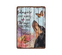 Dog Angels Sometimes Have Paws Vintage Tin Sign Dog Lovers Gift Motivational Quote Metal Tin Sign Butterflies Wall Decor for Home Bedroom Bathroom Cafe Bar Pub Man Cave Vape Shop Hotal 12x8 Inch
